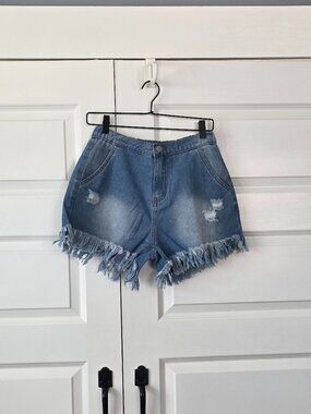 NWT: Hayden Distressed Fringe Denim Shorts